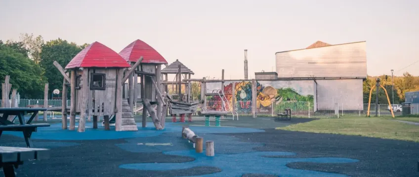 Climbing frames and slides in Lochwinnoch playground