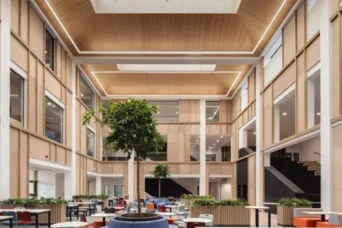 Triple height open social space inspired by the memorial hall in the former Paisley Grammar School.