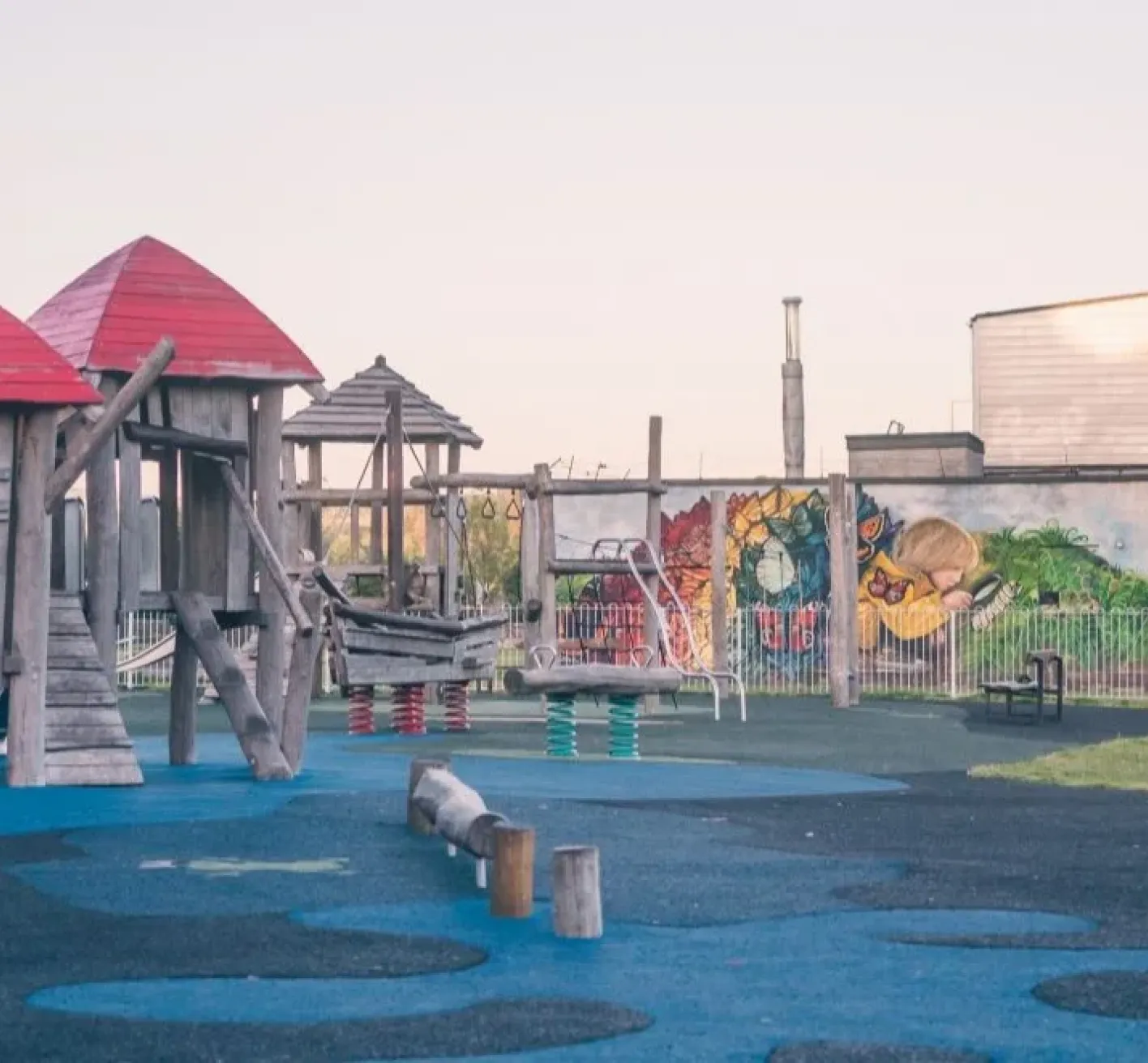 Climbing frames and slides in Lochwinnoch playground