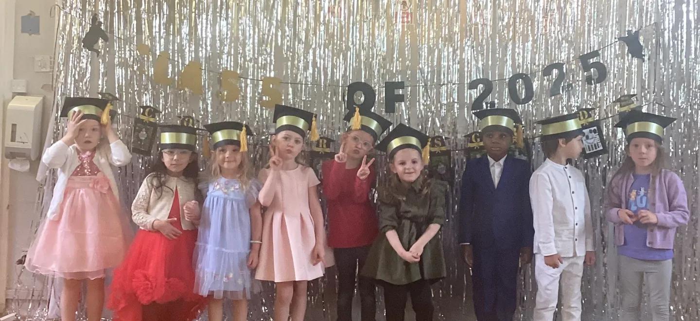 Children at Douglas Street ELCC dressed up for their graduation ceremony