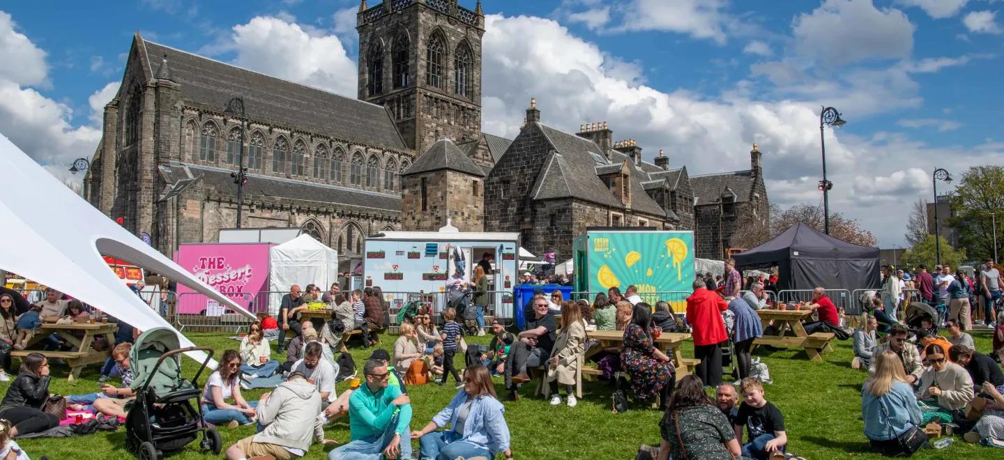 People enjoying Paisley Food and Drink Festival 