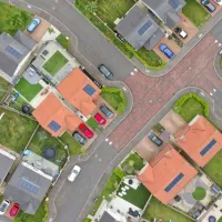Arial view of streets in Dargavel community