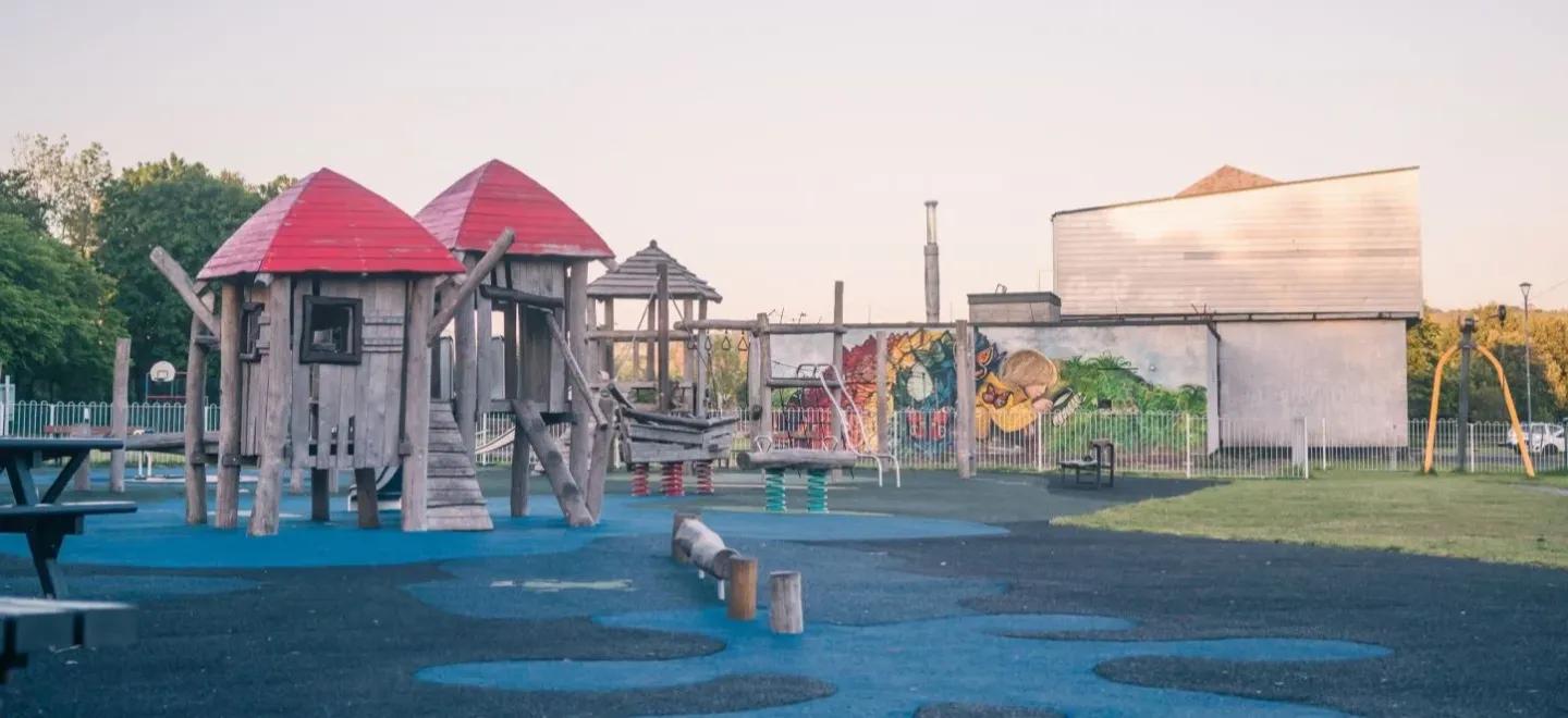 Photo of Lochwinnoch playground featuring climbing frames and slides.